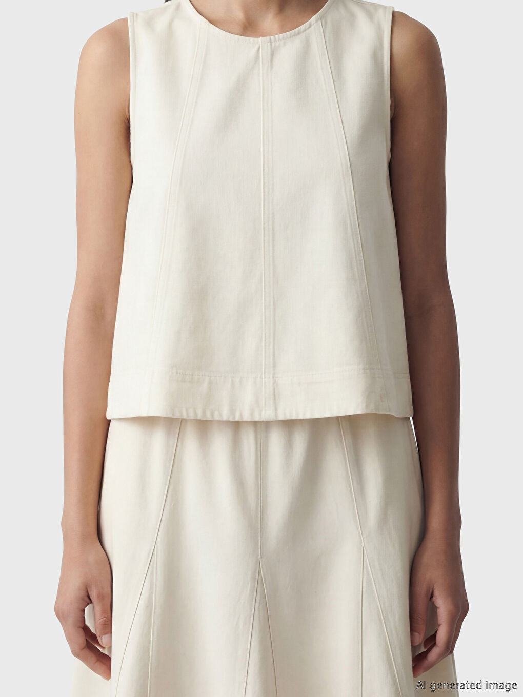 Джинсовая блузка с круглым вырезом-2