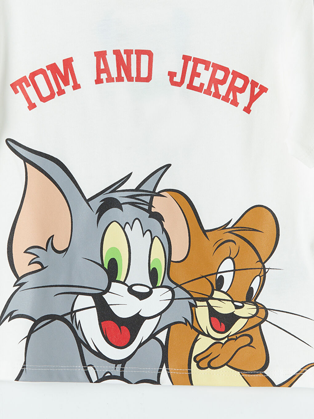 Ekru Tom ve Jerry Baskılı Erkek Bebek Tişört-2