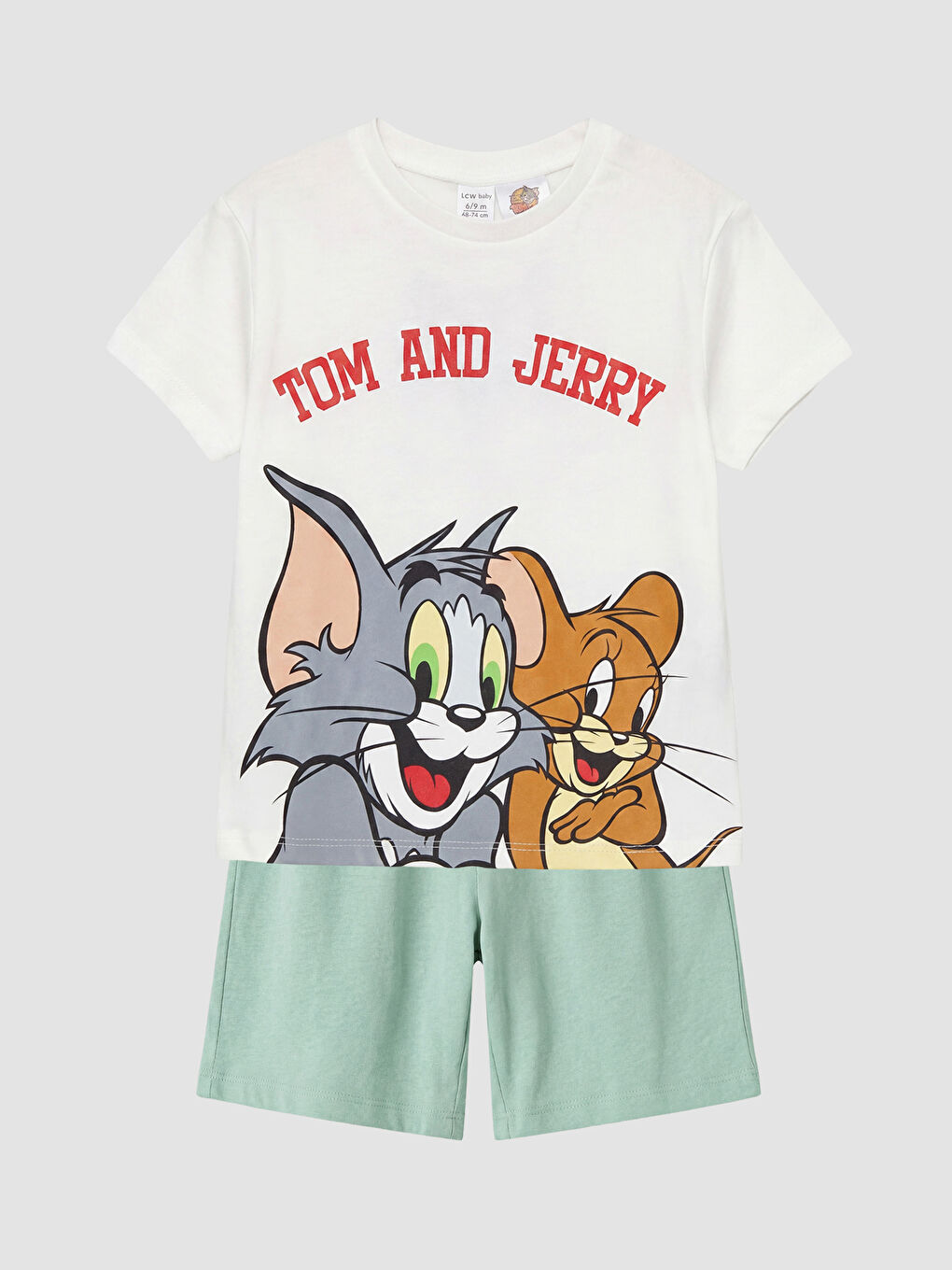 Ekru Tom ve Jerry Baskılı Erkek Bebek Takım