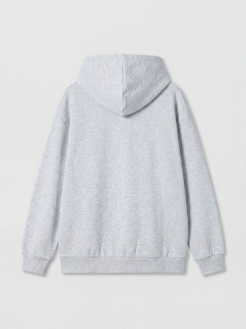 Gri Kapüşonlu Baskılı Kız Çocuk Fermuarlı Sweatshirt-1