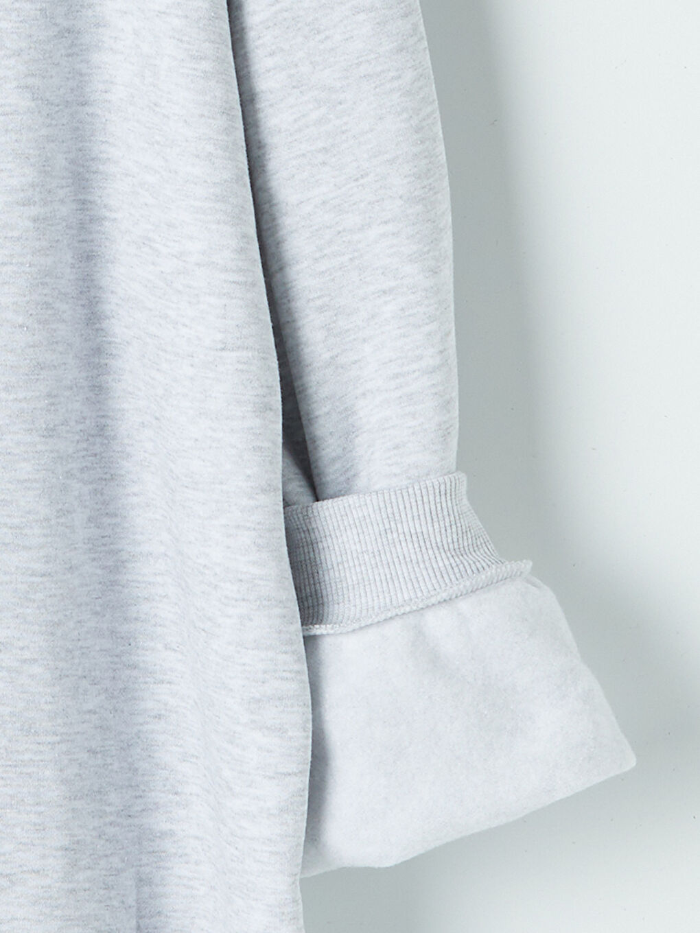 Gri Kapüşonlu Baskılı Kız Çocuk Fermuarlı Sweatshirt-3