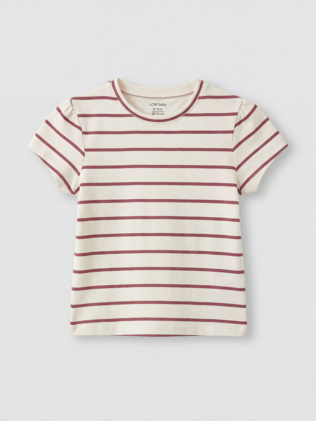 Ekru Çizgili Kız Bebek Tişört ve Şort-1