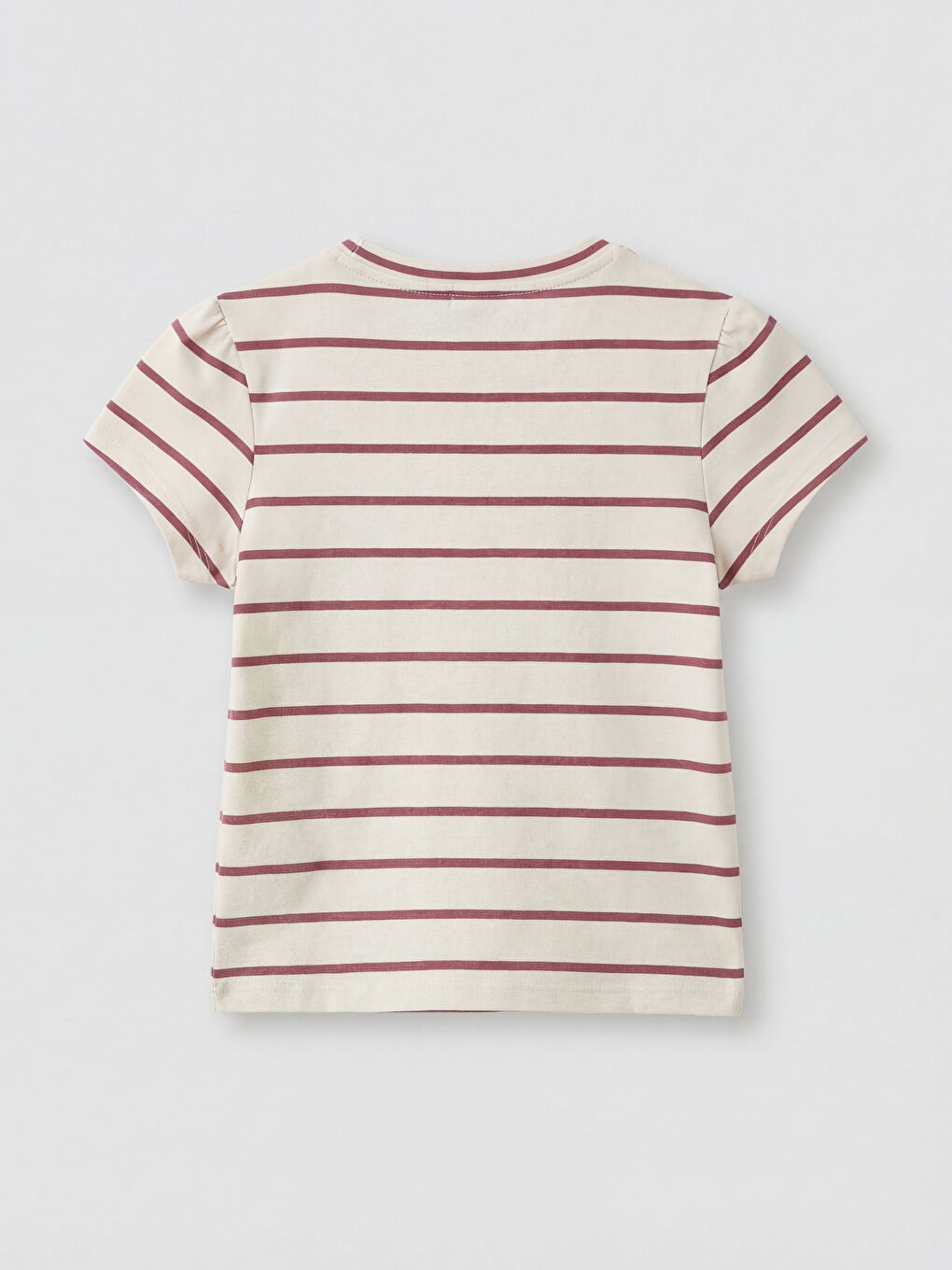 Ekru Çizgili Kız Bebek Tişört ve Şort-2