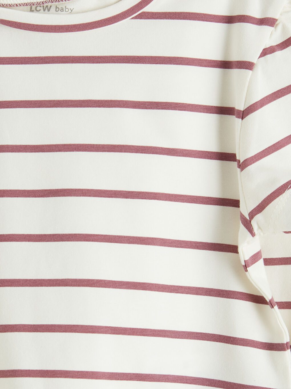 Ekru Çizgili Kız Bebek Tişört ve Şort-3