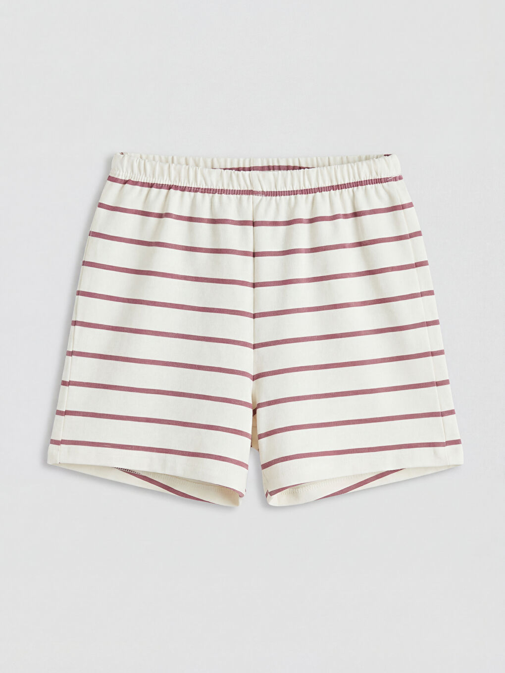 Ekru Çizgili Kız Bebek Tişört ve Şort-4