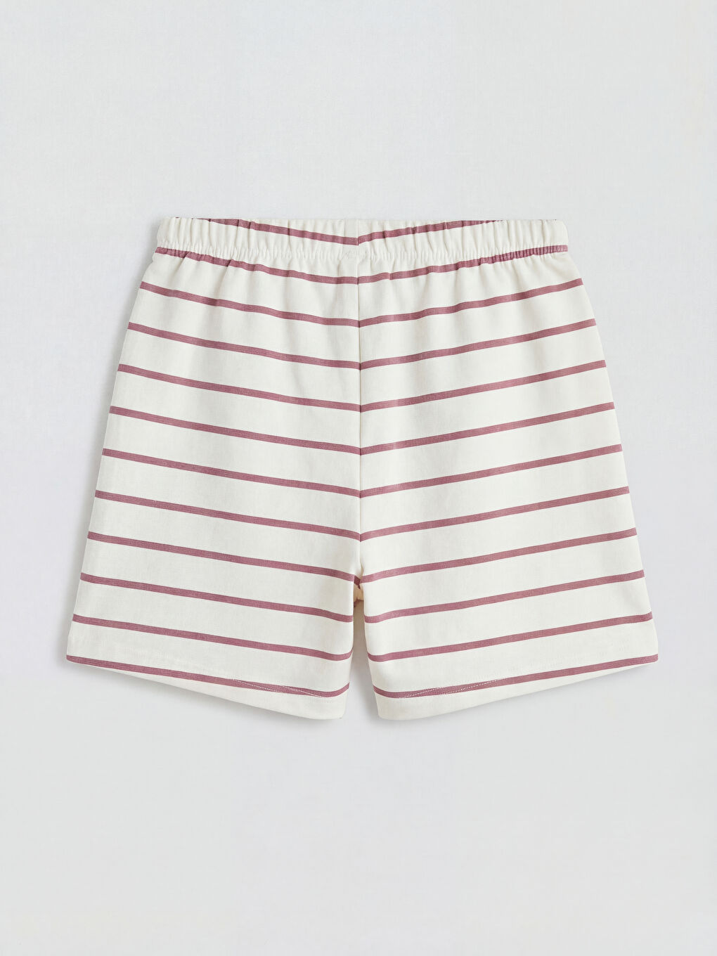 Ekru Çizgili Kız Bebek Tişört ve Şort-5