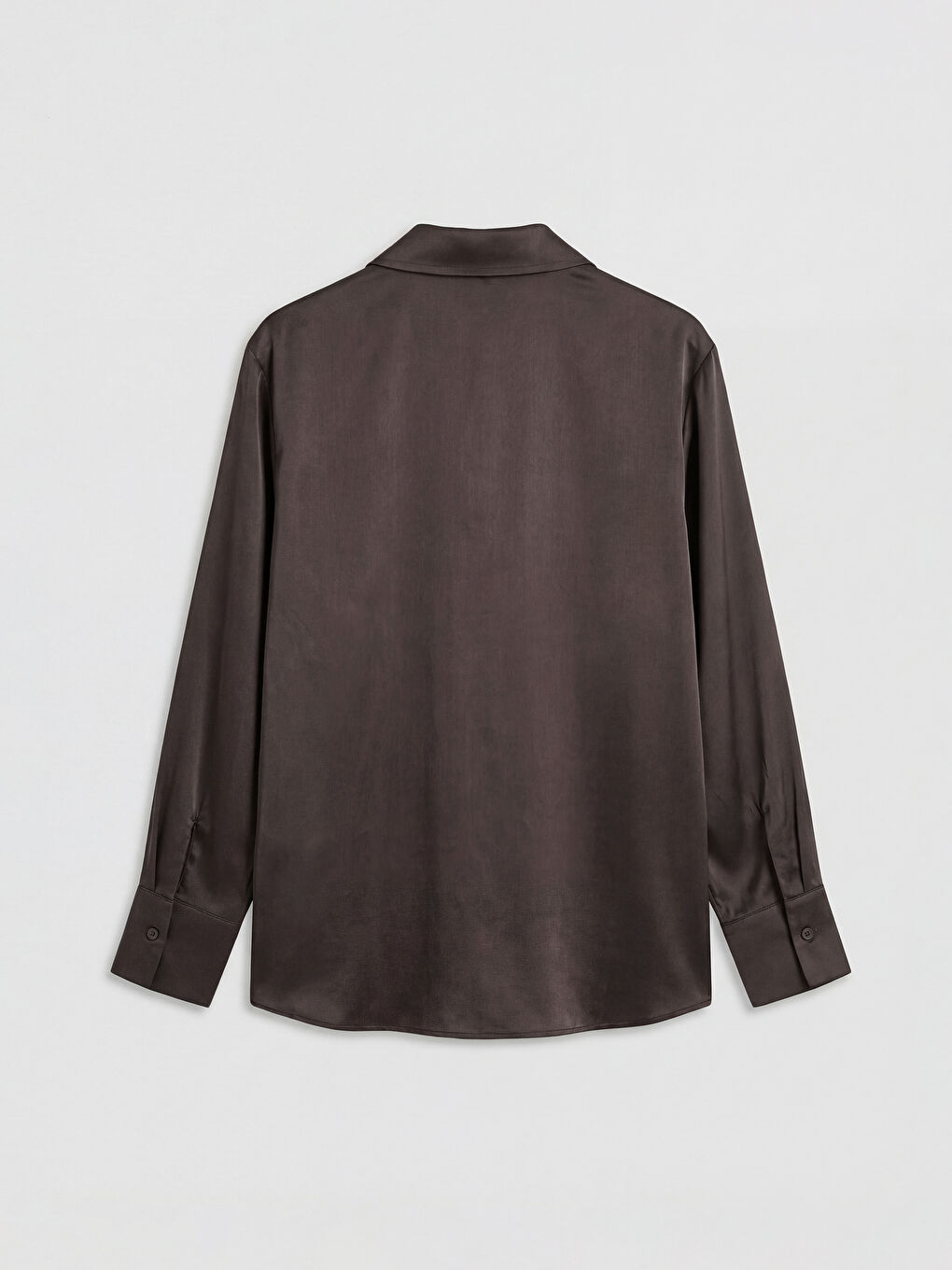 Kahverengi Saten Kadın Gömlek-1