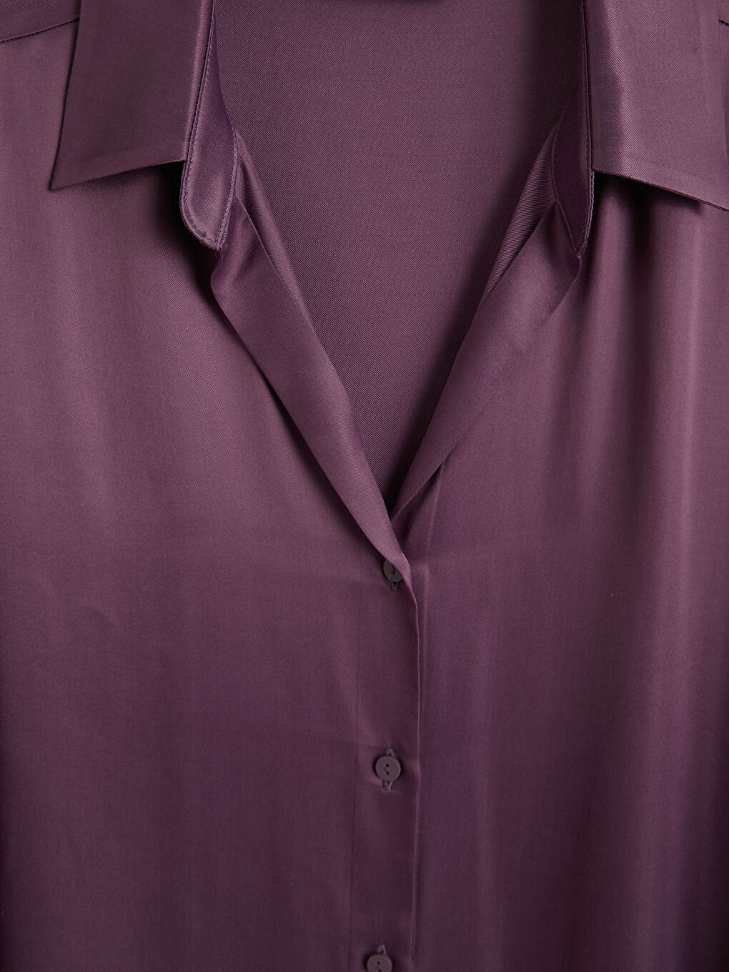 Mürdüm Saten Kadın Gömlek-2