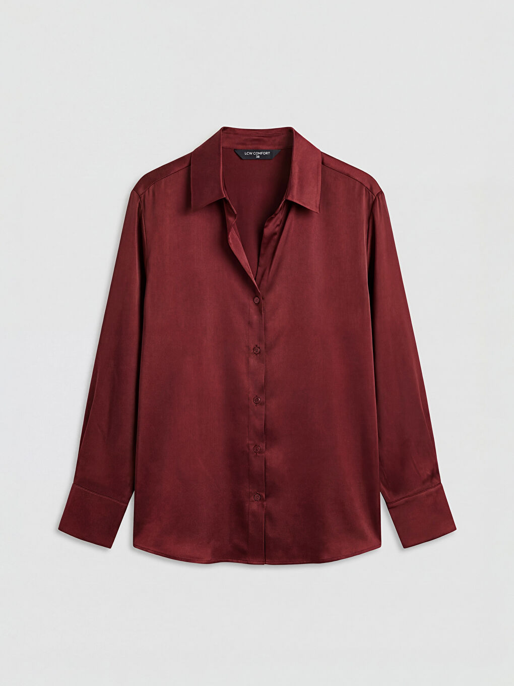 Bordo Saten Kadın Gömlek