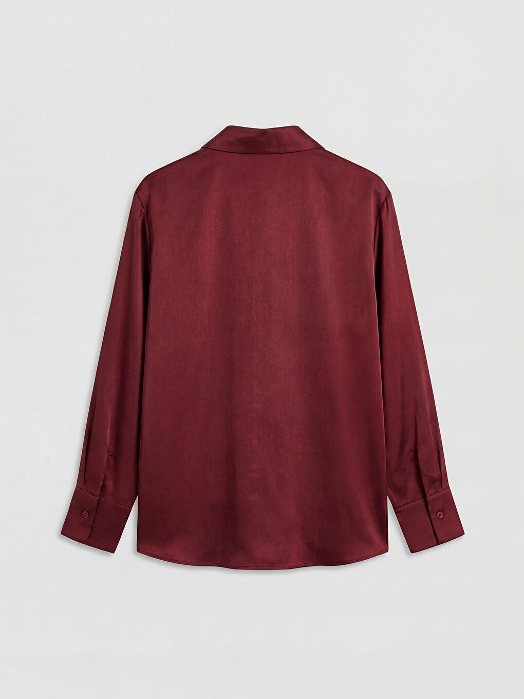 Bordo Saten Kadın Gömlek-1