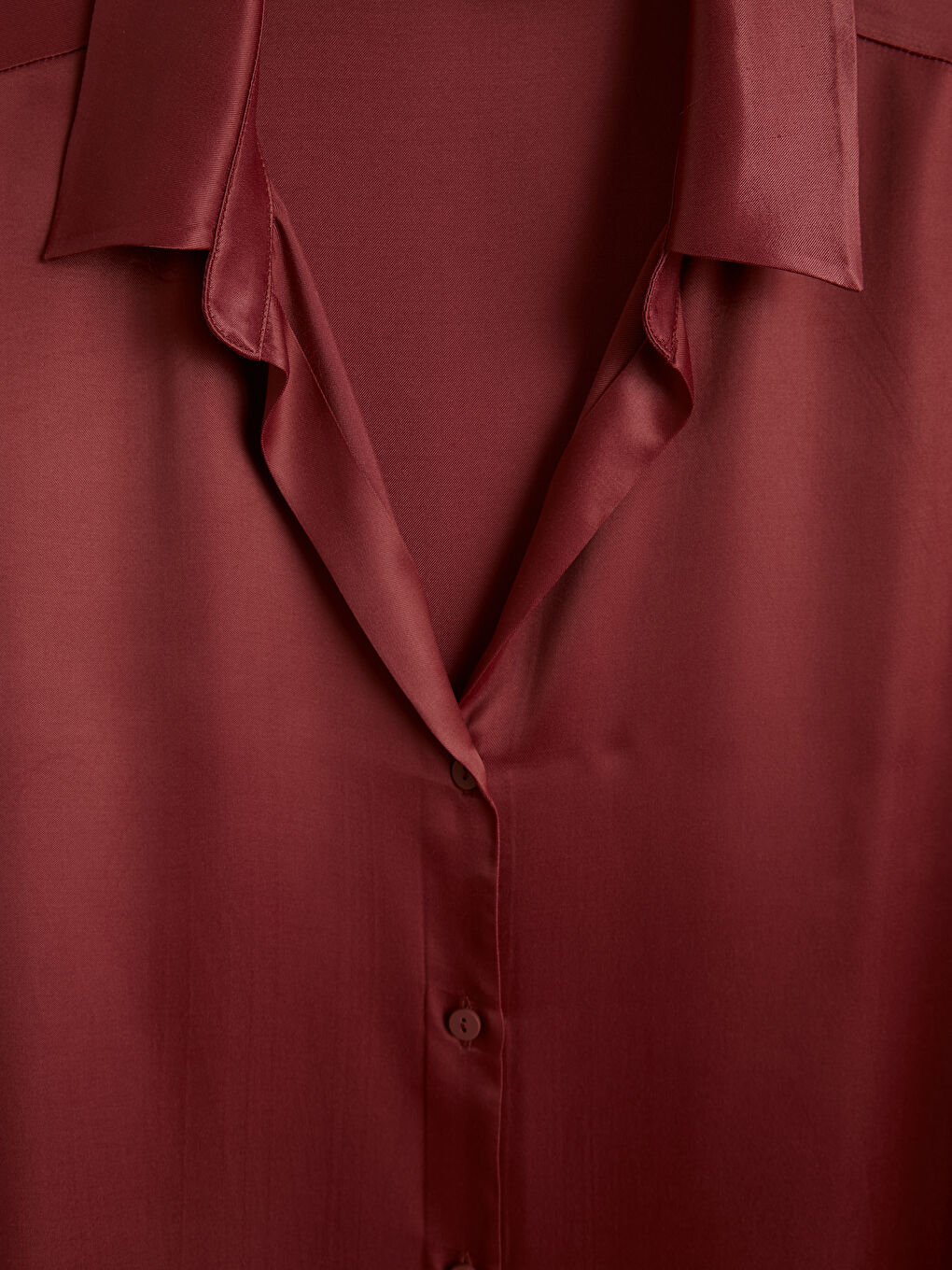 Bordo Saten Kadın Gömlek-2