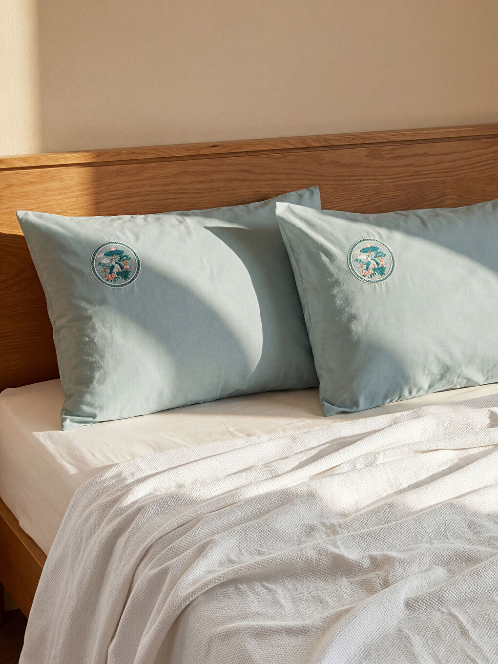 Mavi Nakışlı Yastık Kılıfı 2'li 50x70 cm