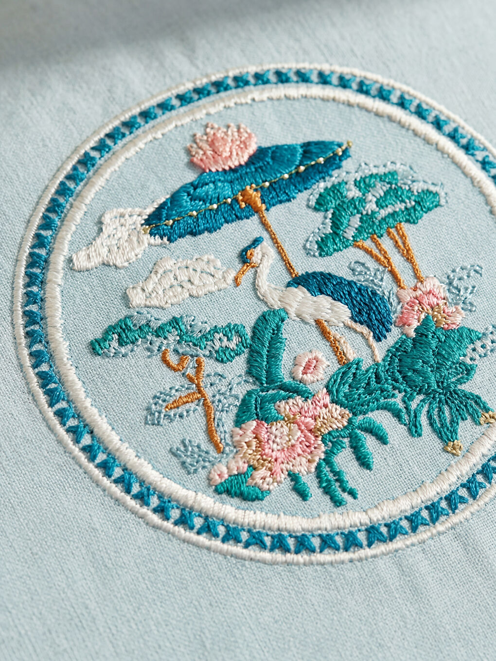 Mavi Nakışlı Yastık Kılıfı 2'li 50x70 cm-1