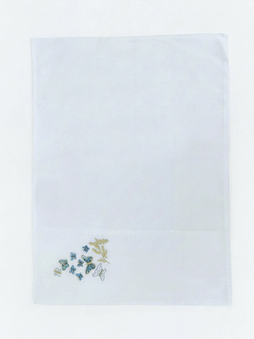 Beyaz Kelebek Nakışlı Yastık Kılıfı 2'li 50x70 cm-4