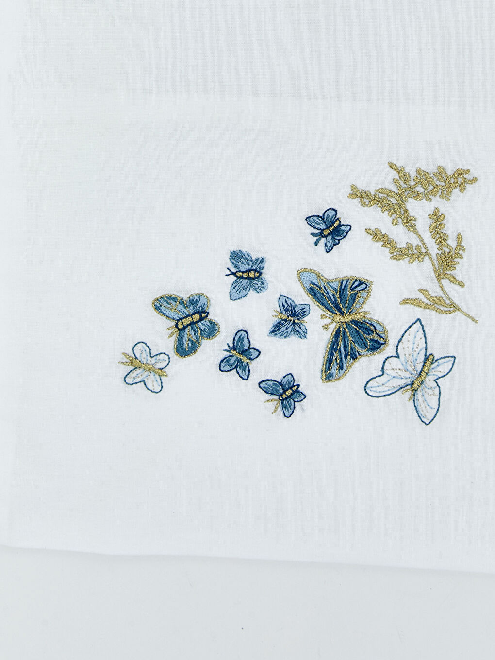 Beyaz Kelebek Nakışlı Yastık Kılıfı 2'li 50x70 cm-5