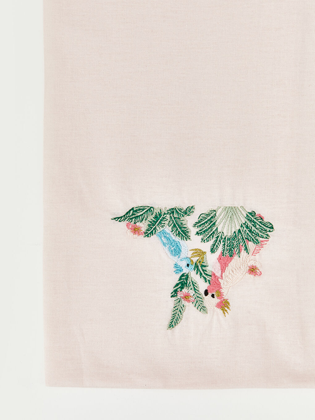 Pembe Çiçek Nakışlı Yastık Kılıfı 2'li 50x70 cm-3