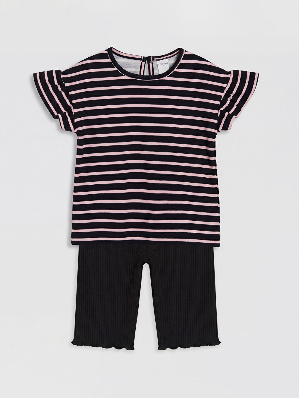 Siyah Çizgili Kız Bebek Tişört ve Tayt Takım