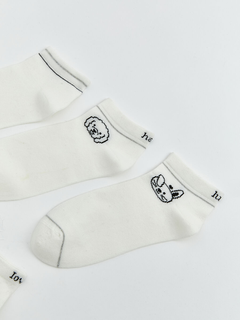 Ekru Desenli Kadın Patik Çorap 5'li-2