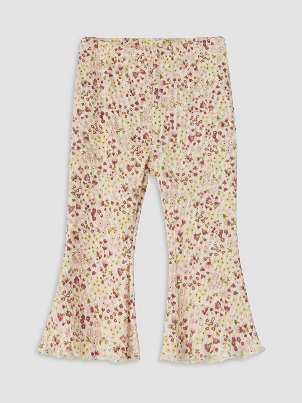 Ekru Çiçekli Kız Bebek Fitilli Takım-2