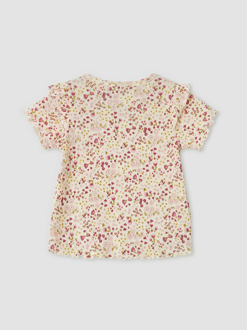 Ekru Çiçekli Kız Bebek Fitilli Takım-3