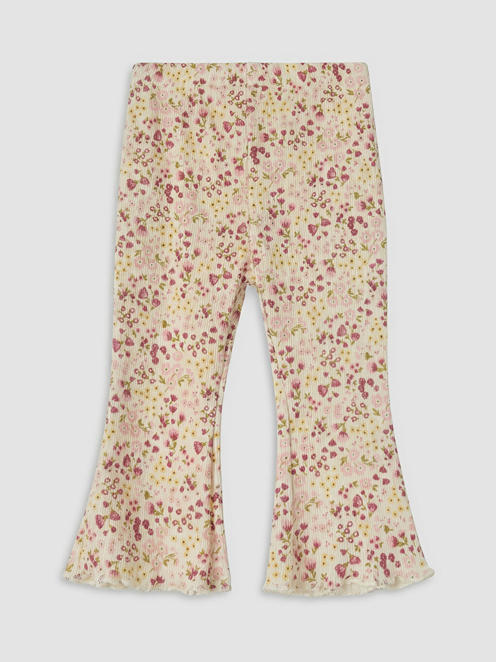 Ekru Çiçekli Kız Bebek Fitilli Takım-5