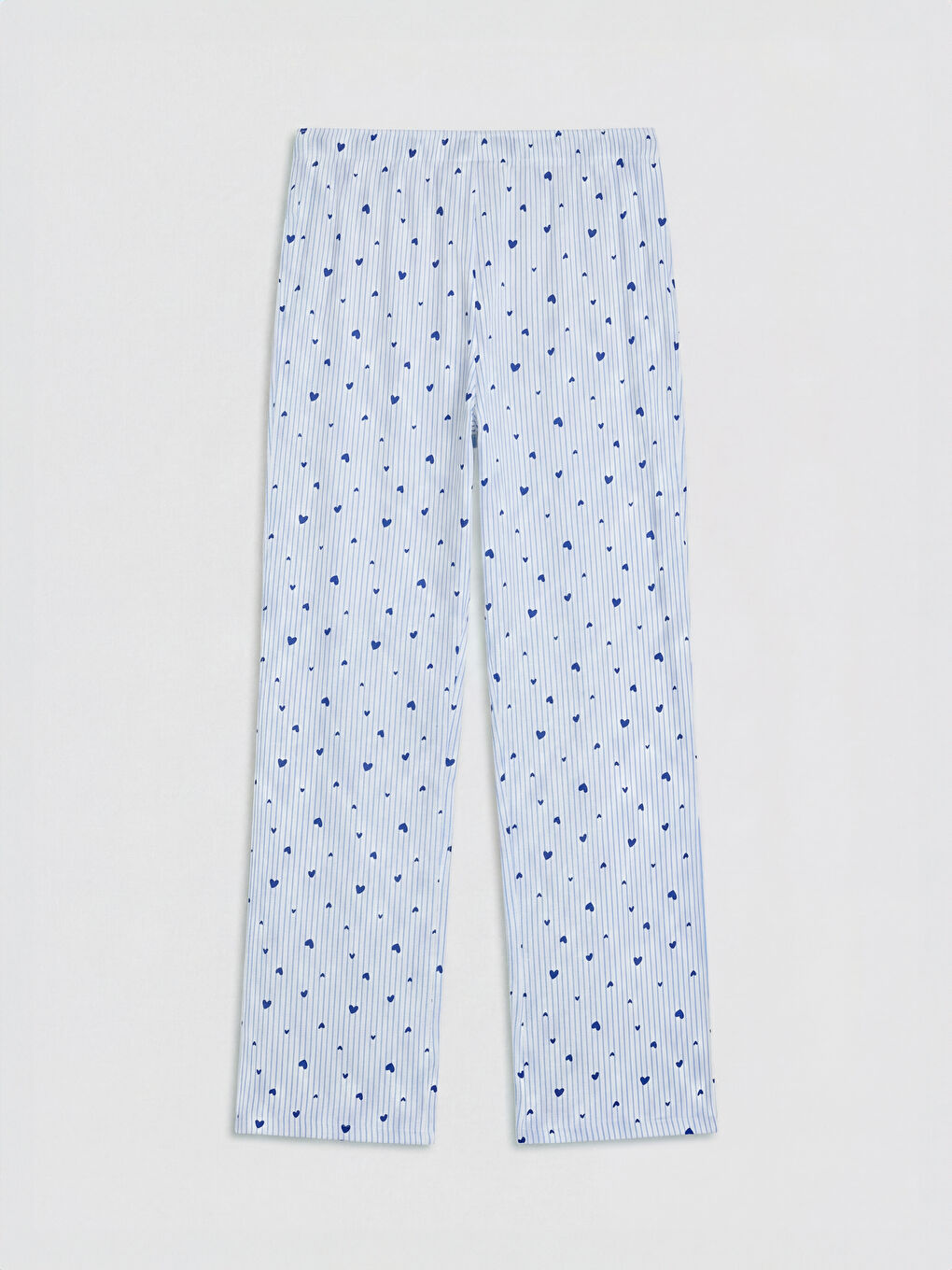 Mavi Kalp Baskılı Kadın Pijama Altı-1