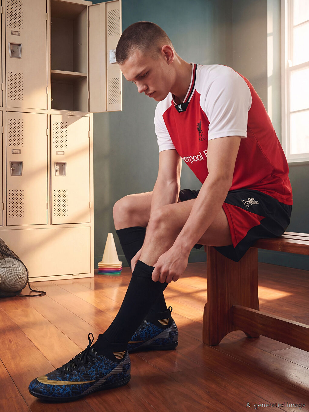 Siyah Regular Fit Liverpool Baskılı Erkek Spor Şort