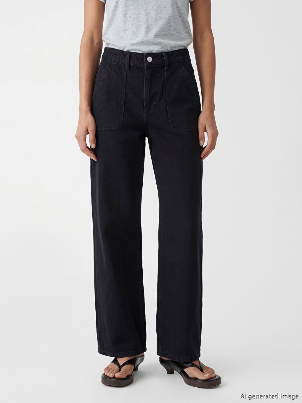 მაღალწელიანი ფართოფეხა ქალის ჯინსი-1