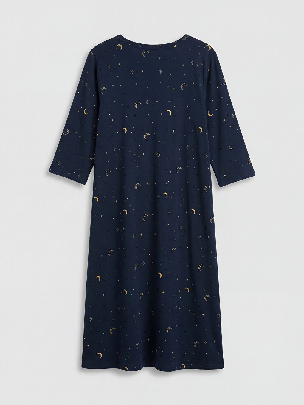 Lacivert Bisiklet Yaka Desenli Kadın Gecelik-1