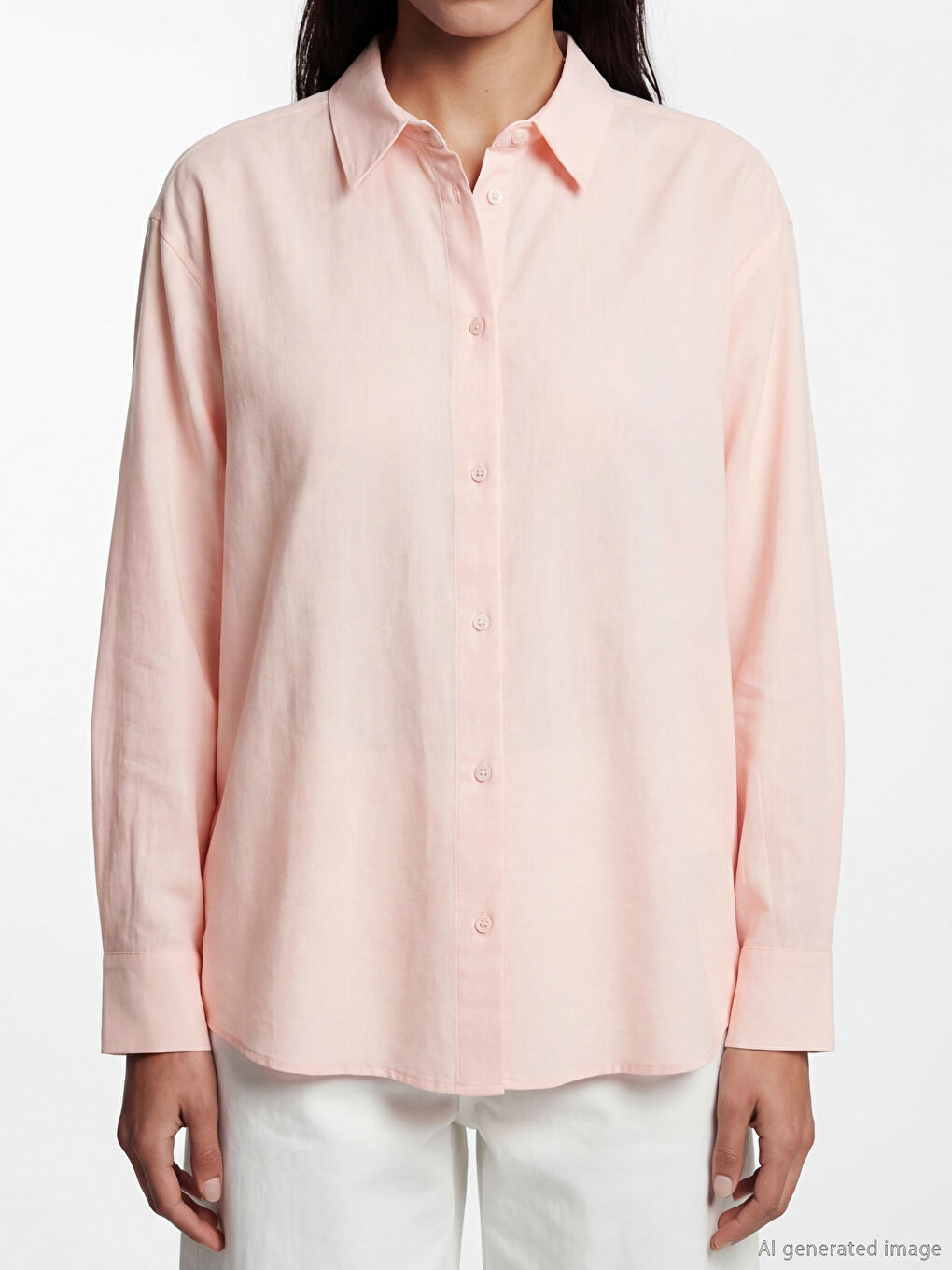 Pembe Oversize Kadın Gömlek-2
