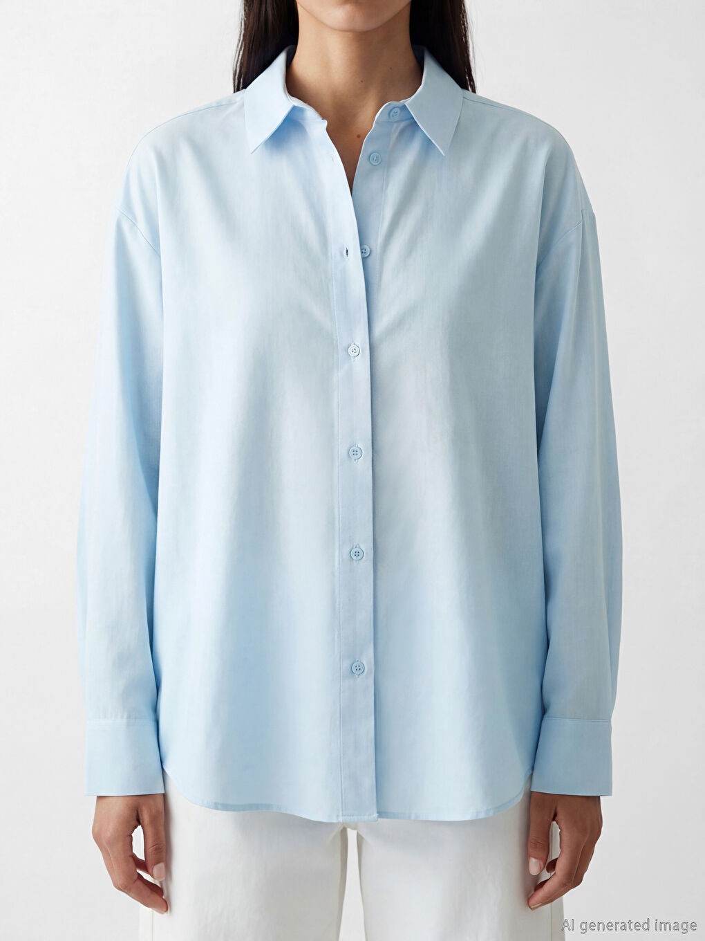 Mavi Oversize Kadın Gömlek-2