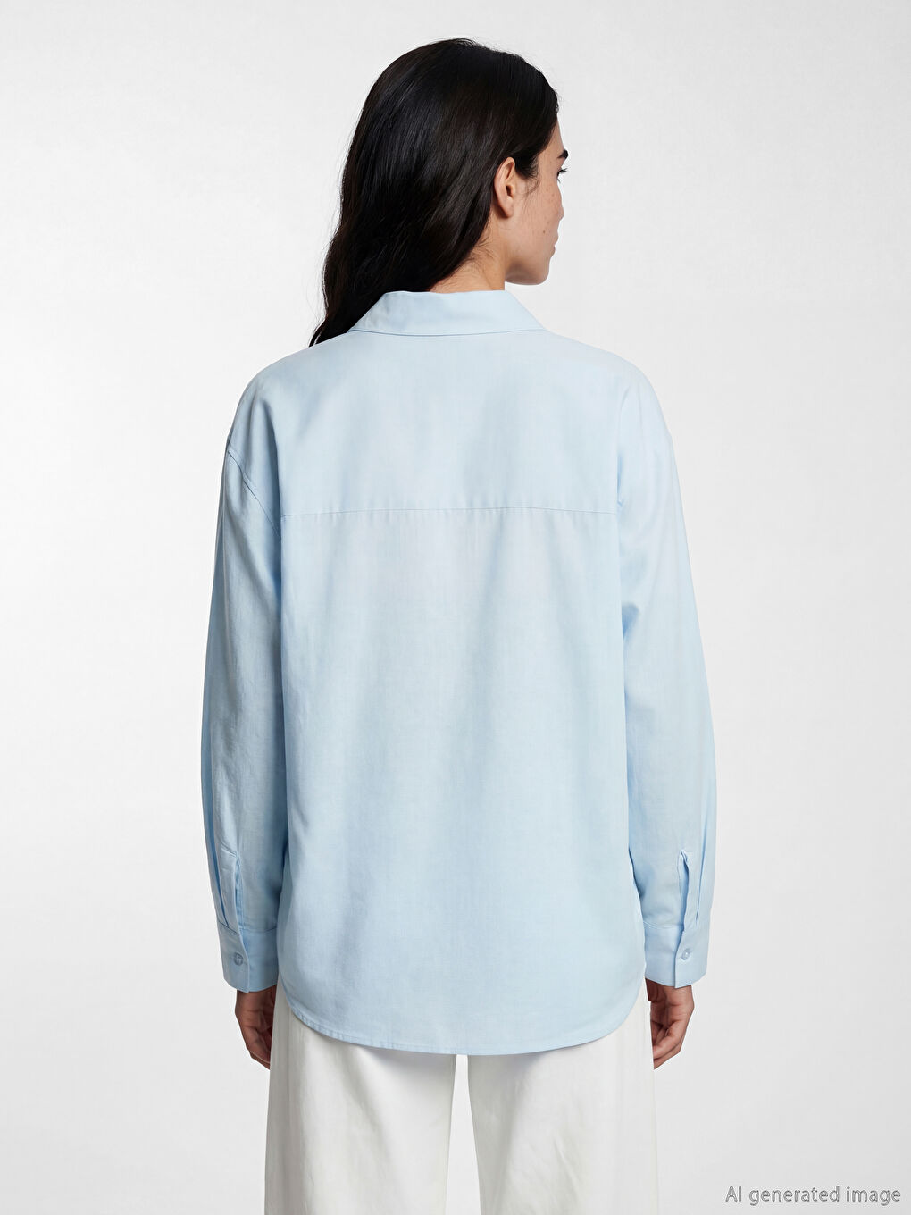 Mavi Oversize Kadın Gömlek-3