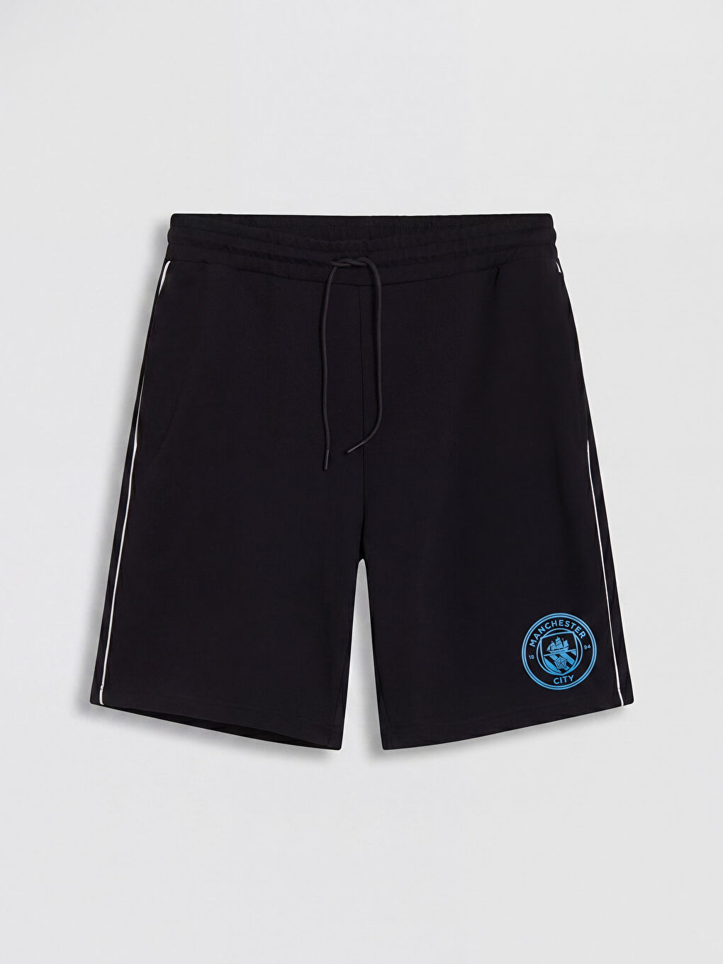 Siyah Rahat Kalıp Manchester City Baskılı Erkek Spor Şort