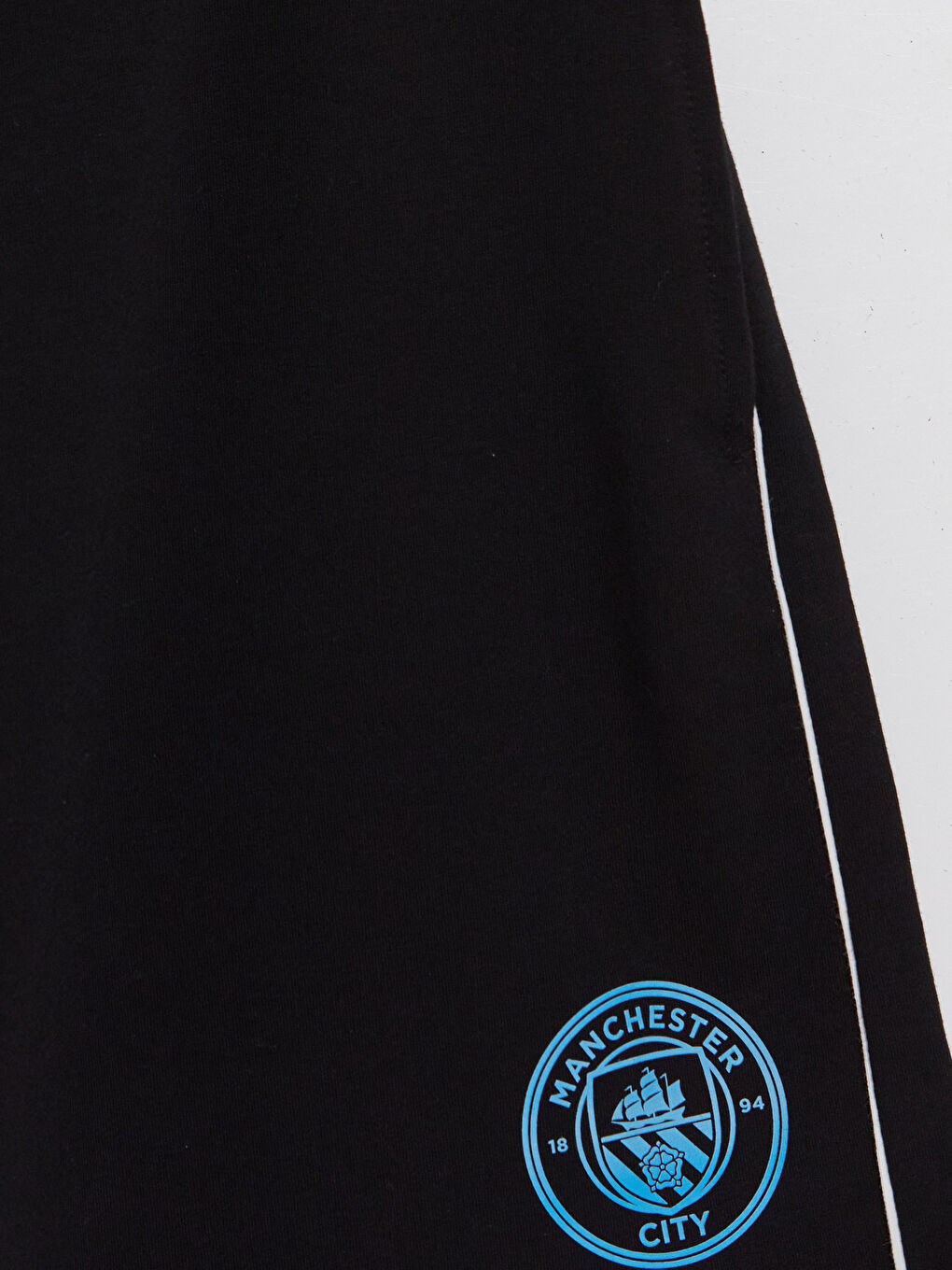 Siyah Rahat Kalıp Manchester City Baskılı Erkek Spor Şort-2