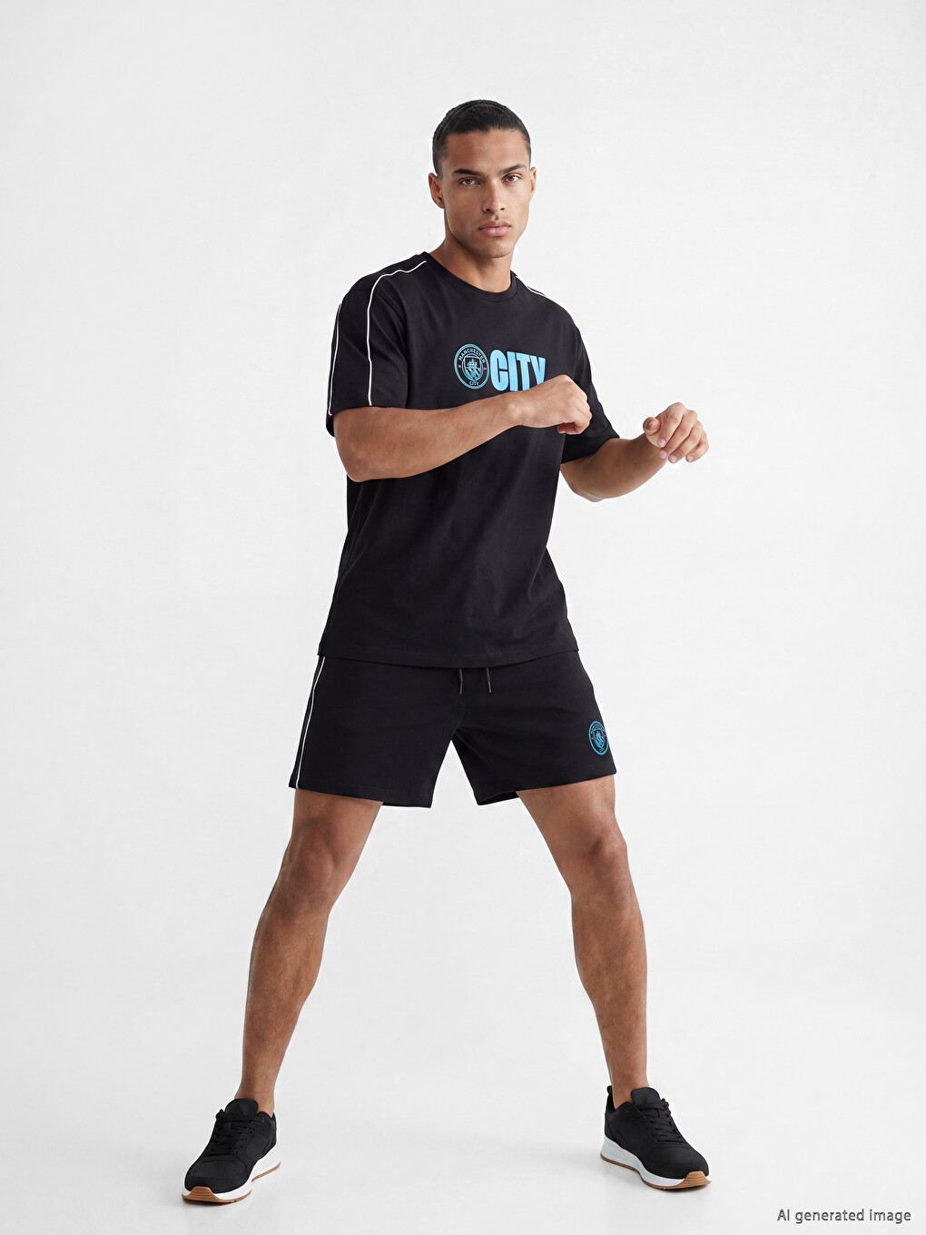 Relaxed Fit Manchester City Printed Men's Sports Shorts