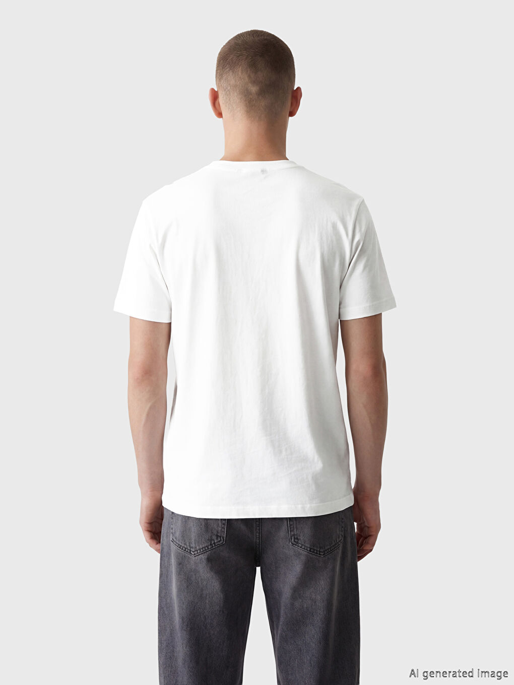 Beyaz Bisiklet Yaka Atatürk İmzası Baskılı Erkek Tişört-3