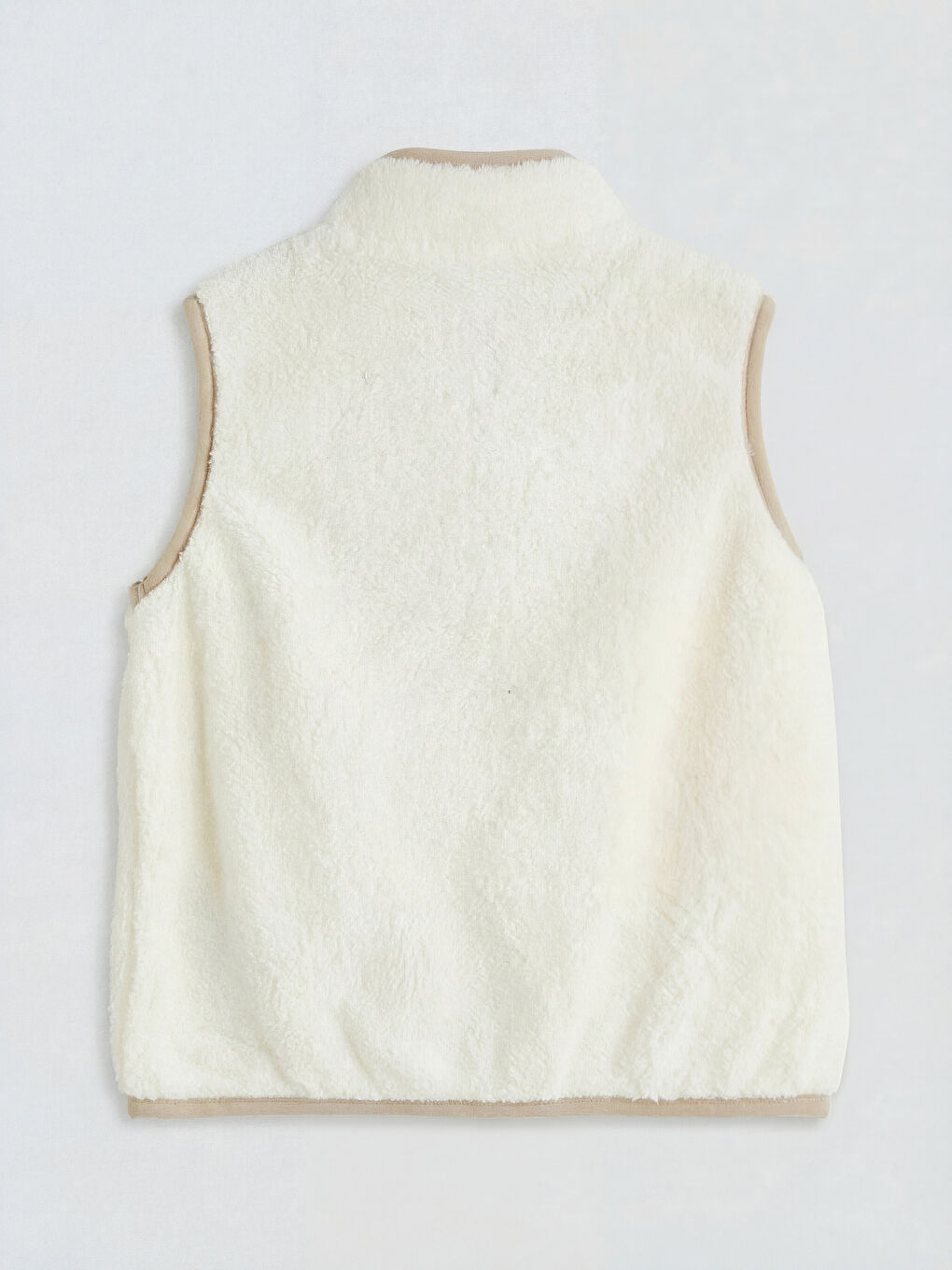 Ekru Dik Yaka Pelüş Erkek Bebek Yelek-1