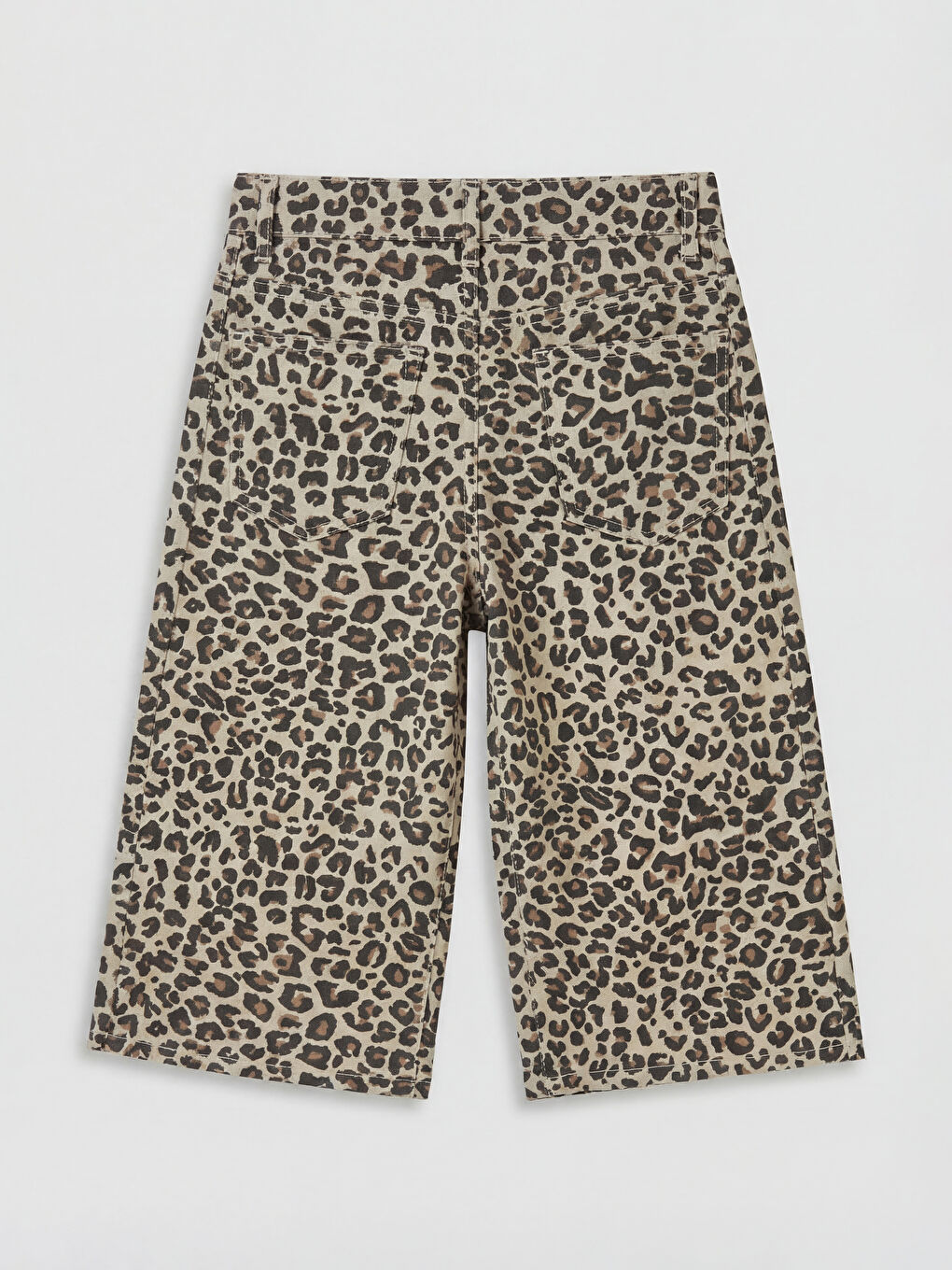 Bej Leopar Desenli Kız Çocuk Şortolon-1