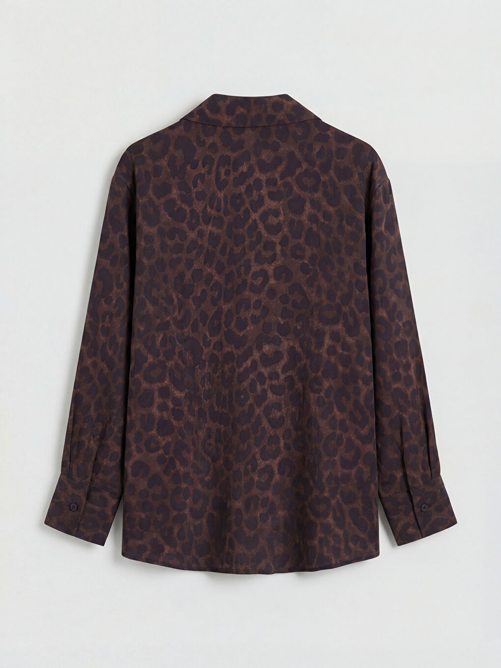 Kahverengi Leopar Desenli Kadın Gömlek-1