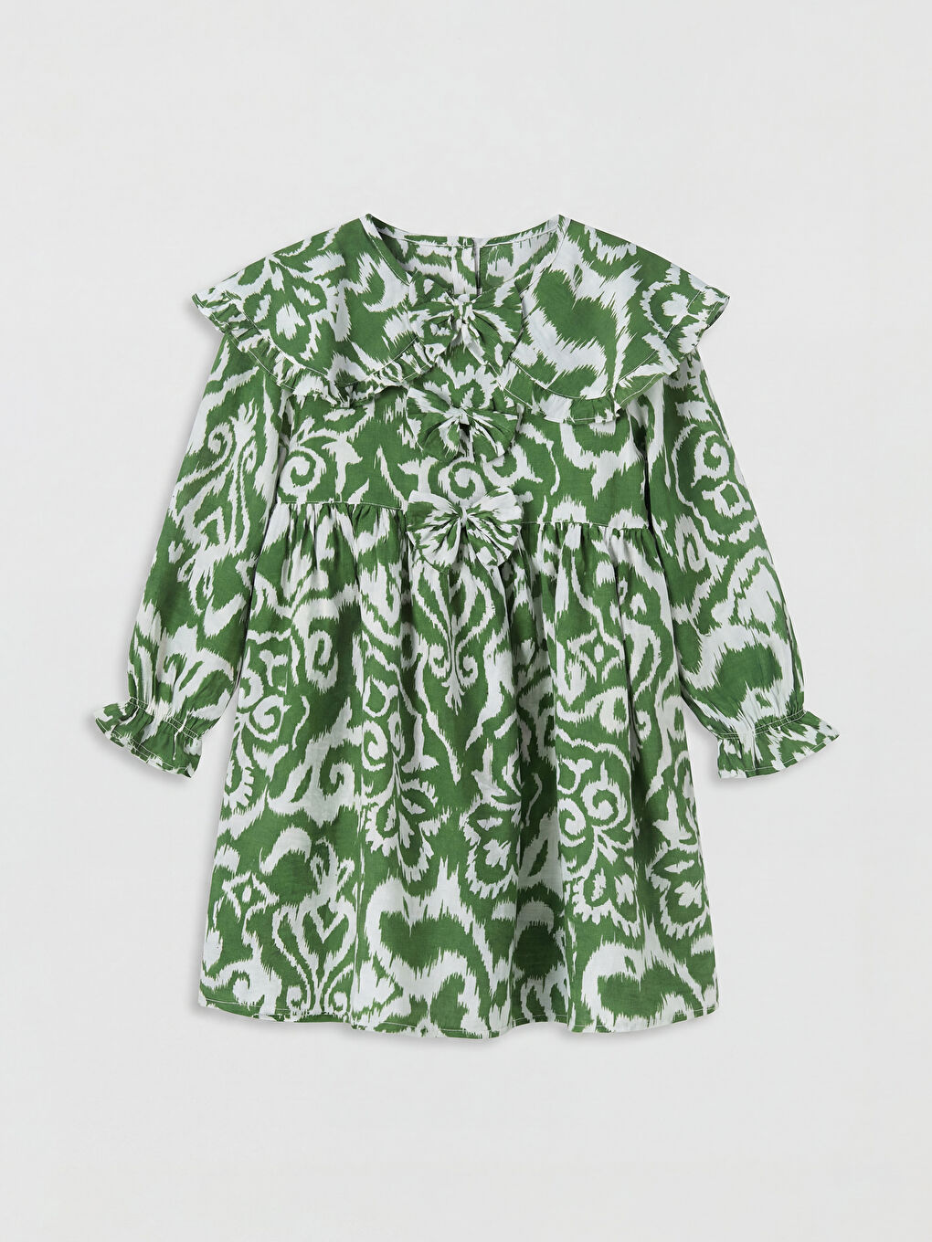 Bow Detailed Ruffled Girls' Dress