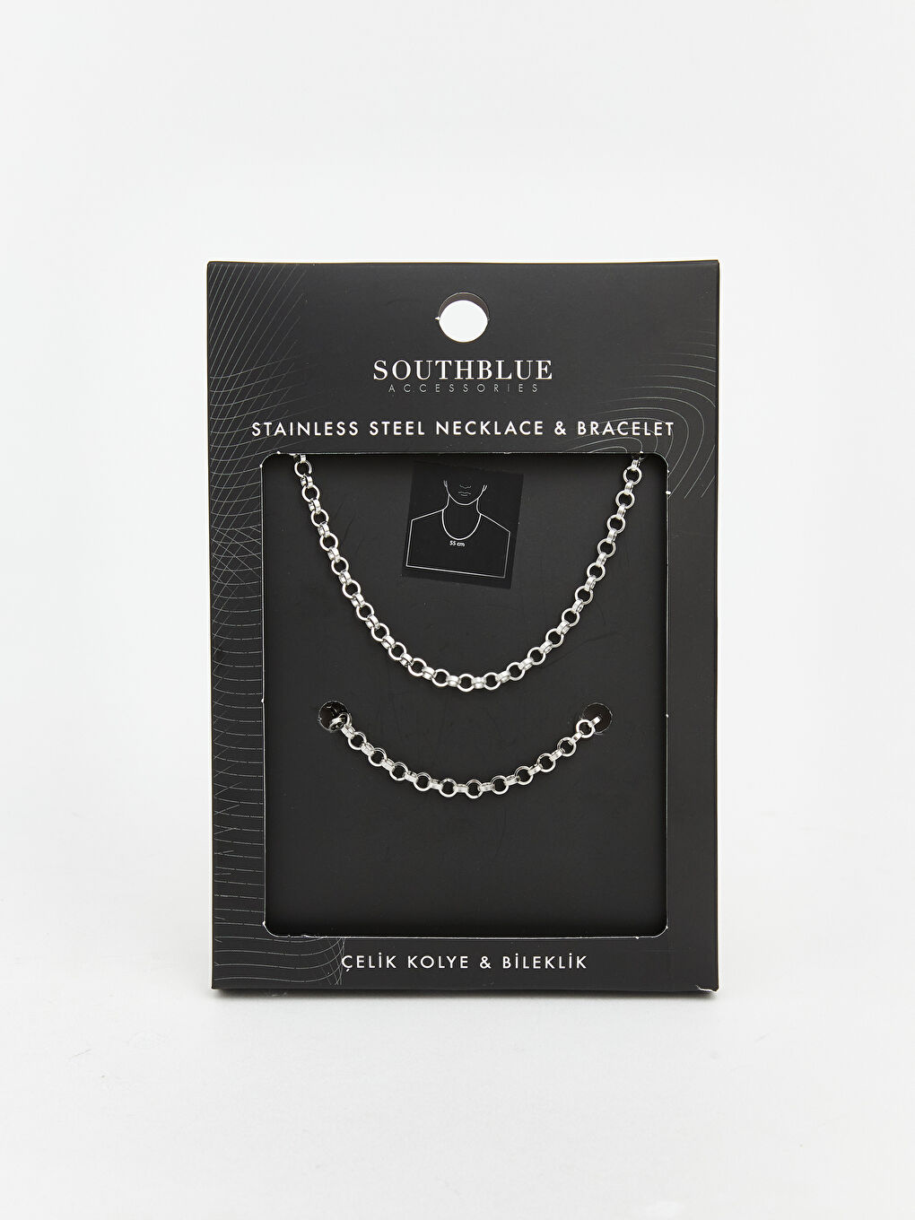 Gri Erkek Zincir Kolye ve Bileklik Seti-1