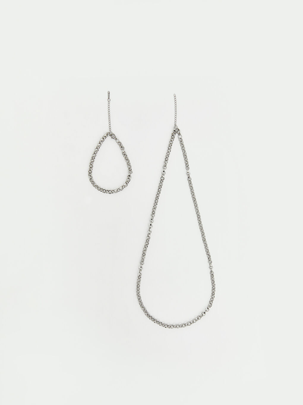 Gri Erkek Zincir Kolye ve Bileklik Seti-2