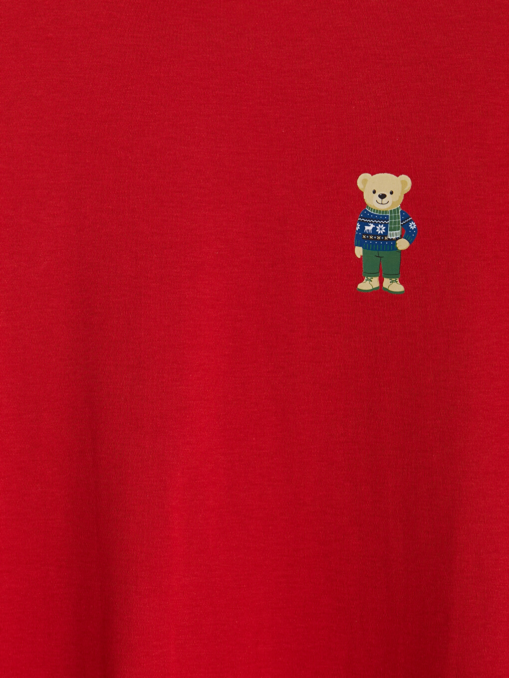 Crew Neck Bear Teddy Embroidered Men's T-shirt-6