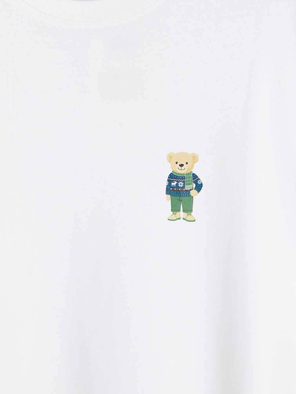 Crew Neck Bear Teddy Embroidered Men's T-shirt-2