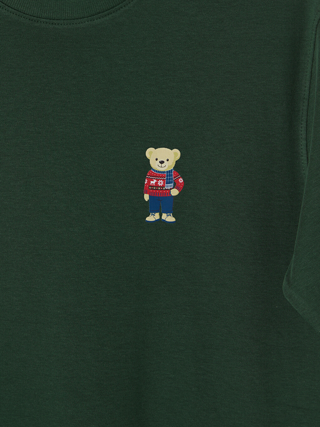 Crew Neck Bear Teddy Embroidered Men's T-shirt-6