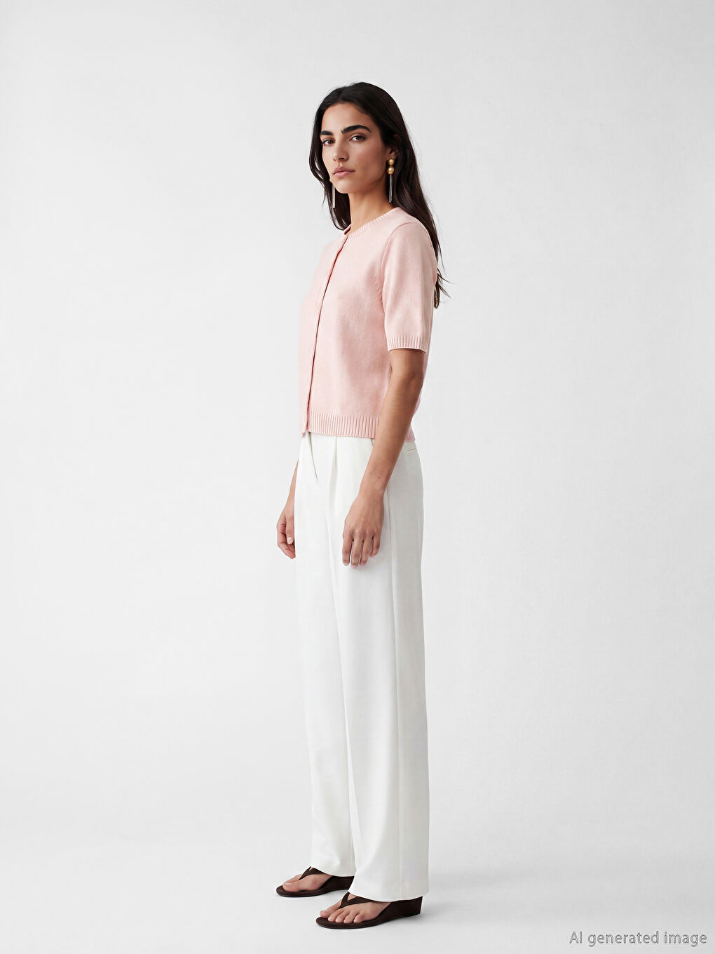 Pembe Bisiklet Yaka Kadın Triko Hırka-1