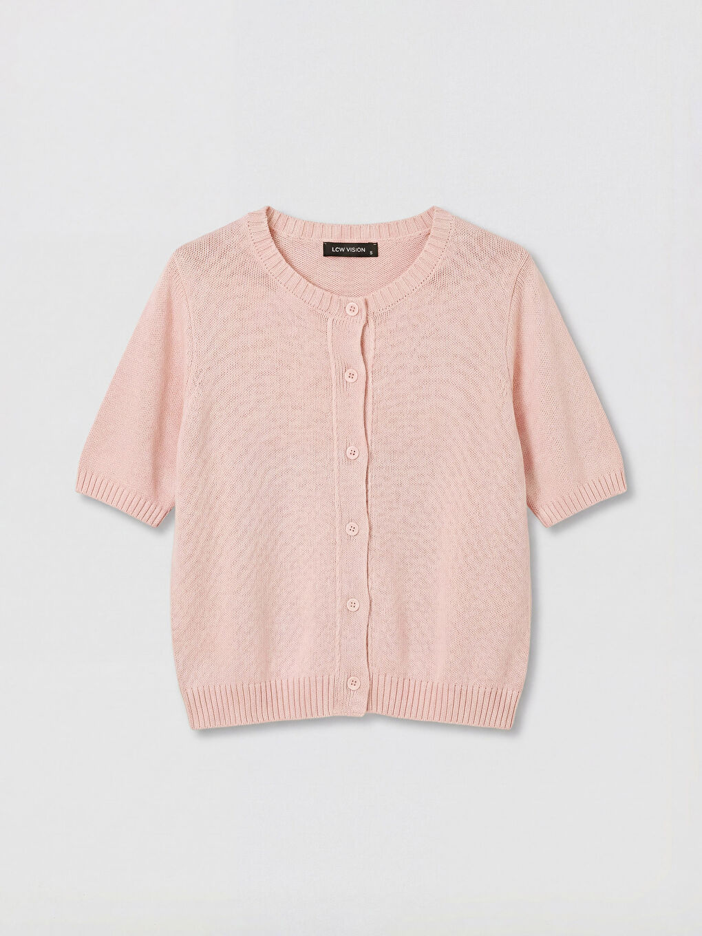 Pembe Bisiklet Yaka Kadın Triko Hırka-7