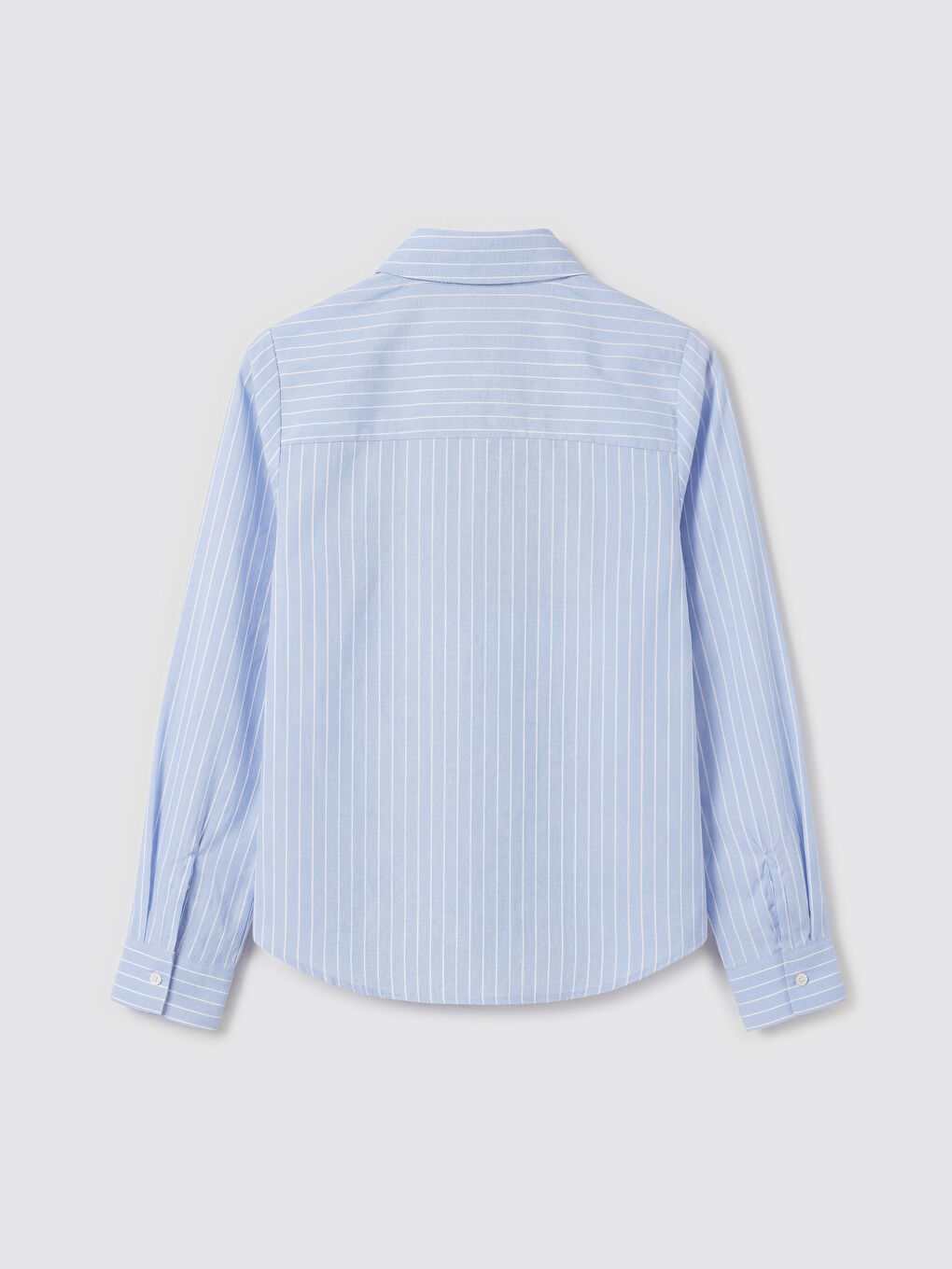 Mavi Çizgili Oxford Kadın Gömlek-5