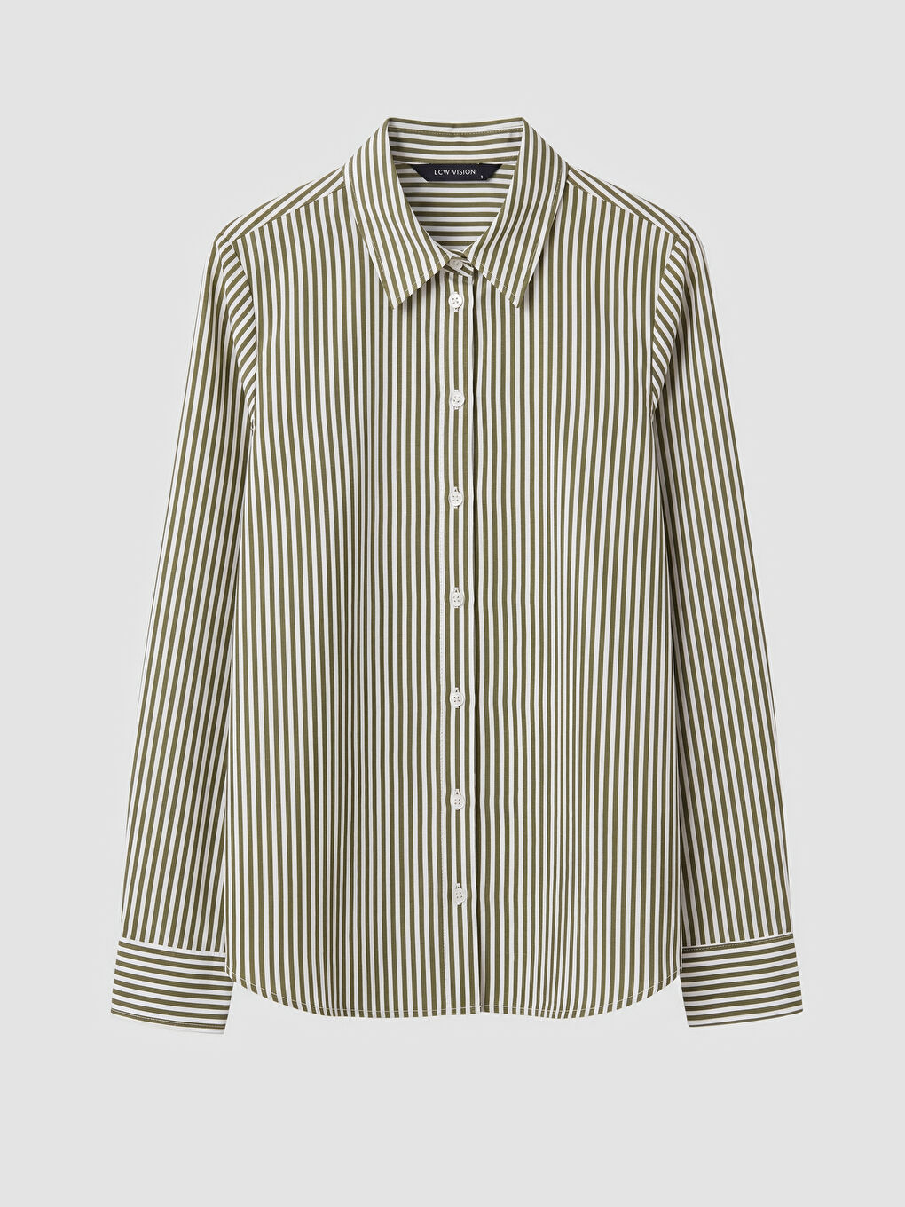 Yeşil Çizgili Oxford Kadın Gömlek