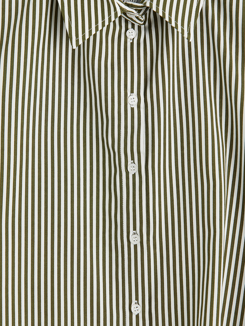 Yeşil Çizgili Oxford Kadın Gömlek-2